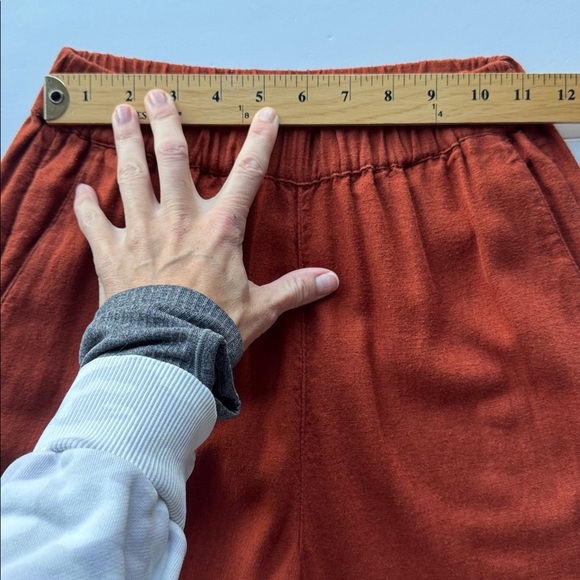 Abercrombie & Fitch Wide Leg Linen-Blend Dark Red Elastic Waist Pants Size XXS - Picture 13 of 16